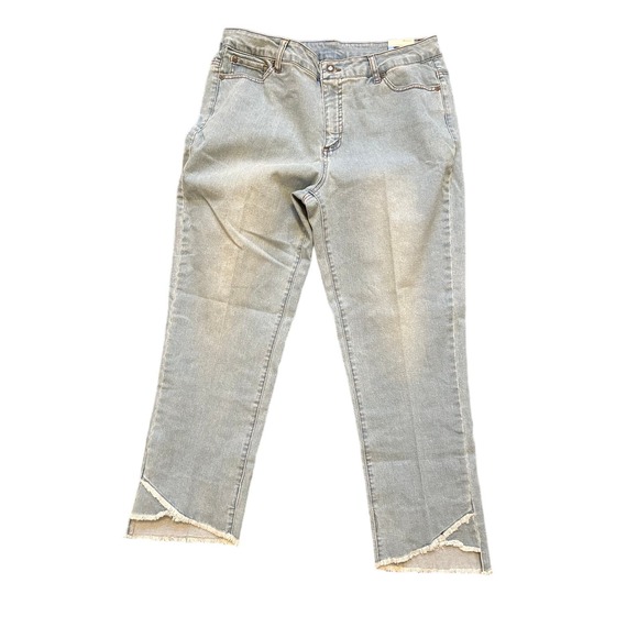 SLIM-SATION Women's Five Pocket Zip Front Flare Crop Jean - Size 14 w1637 - Picture 1 of 8